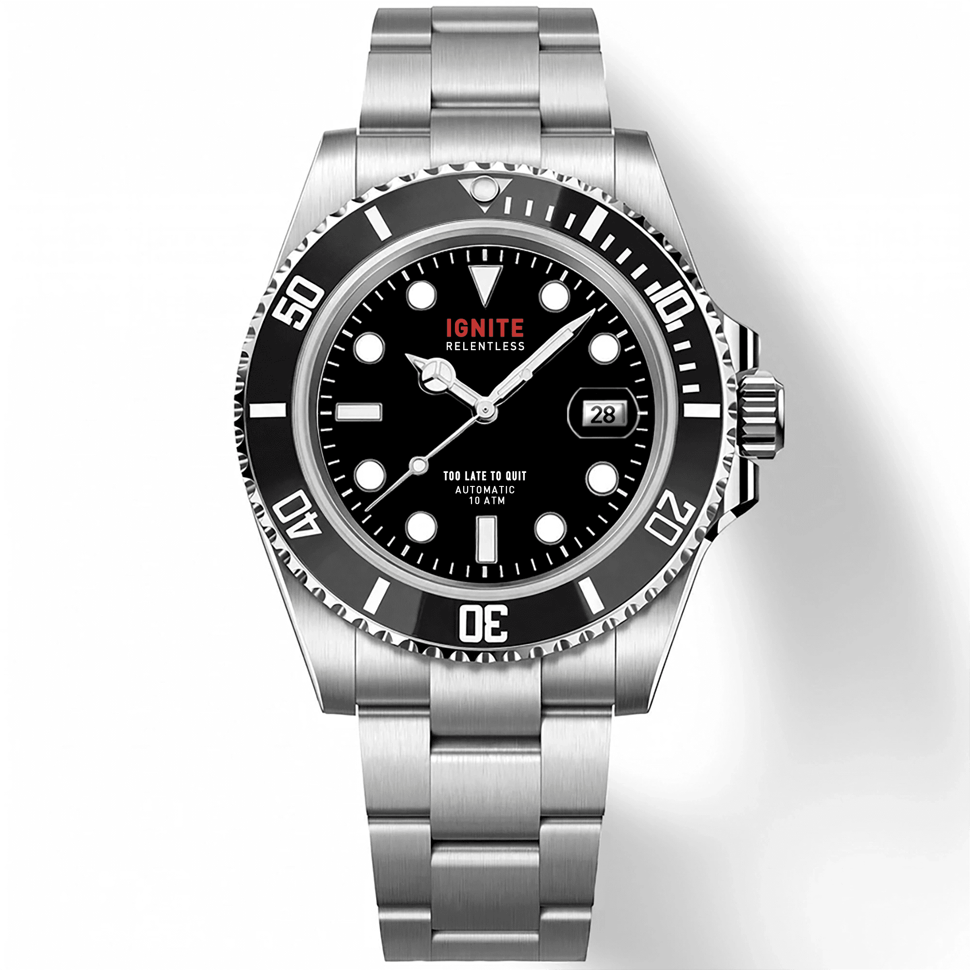 YATSSO Tidemaster IGNITE Black Bezel Watch - 10ATM Waterproof Automatic - YATSSO CUSTOM WATCHES